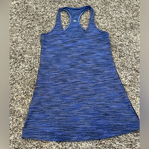 Lululemon Cool Racerback Tank Top Shirt Cadet Blue black gray Stripes, size 4 - Picture 5 of 9